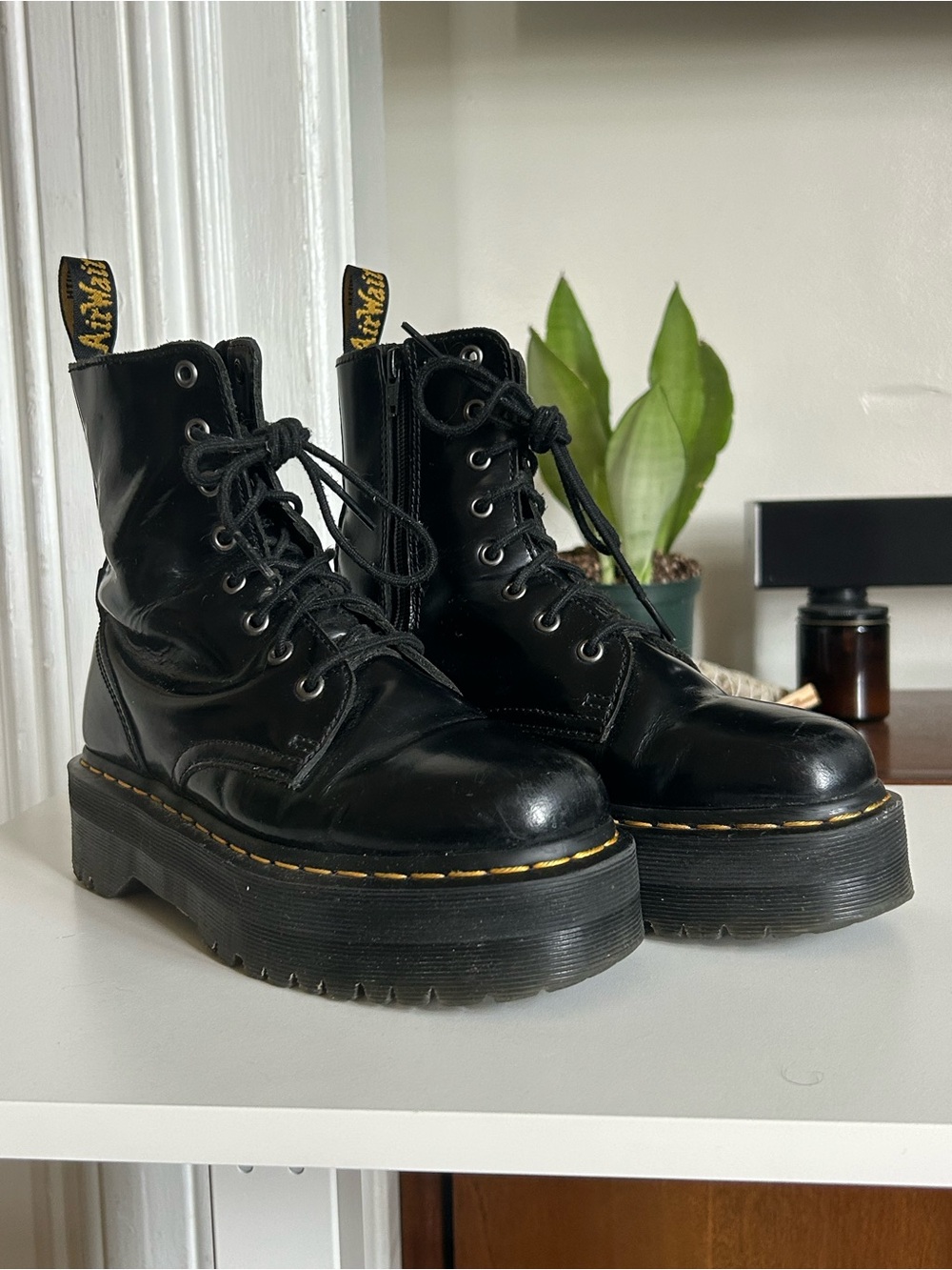 Dr. Martens Jadon Black Platform Lace-Up Boots